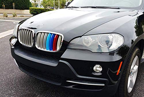 iJDMTOY Exact Fit ///M-Colored Grille Insert Trims Compatible With 2007-2013 BMW E70 X5, 2008-2012 E71 X6 Center Kidney Grill