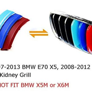 iJDMTOY Exact Fit ///M-Colored Grille Insert Trims Compatible With 2007-2013 BMW E70 X5, 2008-2012 E71 X6 Center Kidney Grill