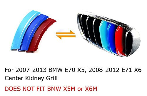 iJDMTOY Exact Fit ///M-Colored Grille Insert Trims Compatible With 2007-2013 BMW E70 X5, 2008-2012 E71 X6 Center Kidney Grill