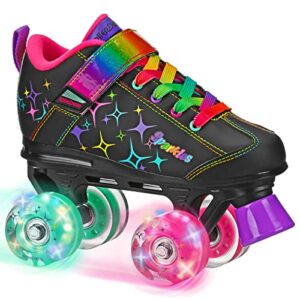 roller derby sparkles lighted roller skates black/rainbow size 3