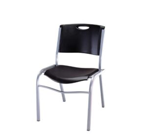 lifetime 42830 stacking chair, black with silver steel frame, 4 pack