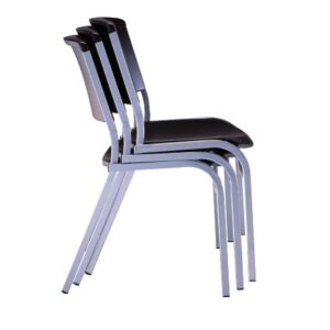 Lifetime 42830 Stacking Chair, Black with Silver Steel Frame, 4 Pack