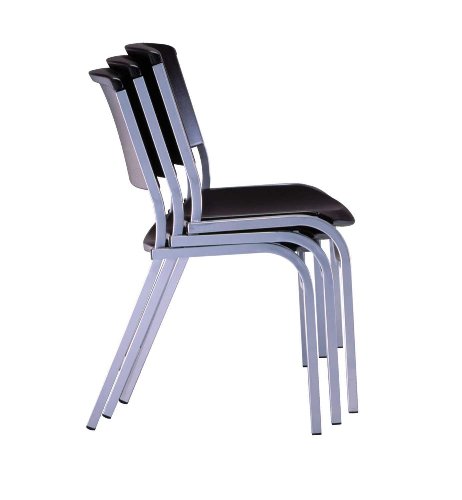 Lifetime 42830 Stacking Chair, Black with Silver Steel Frame, 4 Pack