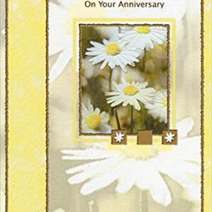 Designer Greetings Daisies in Gold Foil Frame with Vertical Yellow Panels Wedding Anniversary Congratulations Card for Brother and Sister-in-Law