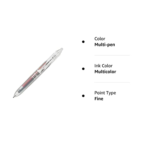 Pilot FriXion Ball 4, Erasable Ballpoint Pen, 4 Color Gel Ink Multi-Pen, 0.38mm, Clear body (LKFB-80UF-NC)