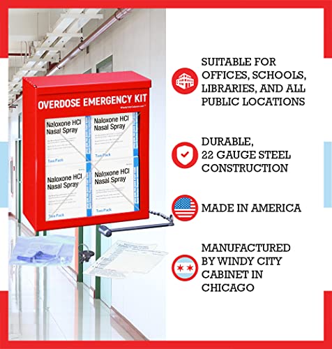 Windy City Cabinet Nasal Spray Overdose Kit Locking Cabinet, High Visibility Cabinet for Emergency First Aid Supplies, Locking (Medication Not Included)