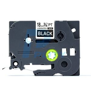 idik 1pk white on black standard laminated label tape compatible for brother p-touch tze-345 tz345 tze345(18mm x 8m)