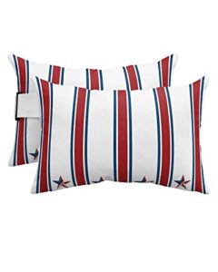 recliner head pillow ledge loungers chair pillows with insert 4th of july star stripes white lumbar pillow with adjustable strap outdoor waterproof patio pillows for beach pool chair, 2 pcs
