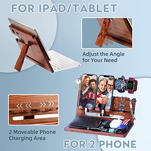 Funistree Gifts for Men Him Husband from Wife, Ash Wood Docking Station, Boyfriend Gifts for Anniversary Birthday, Nightstand Organizer Mens Gifts for Grandpa Dad Uncle Brother Son, Graduation Gifts