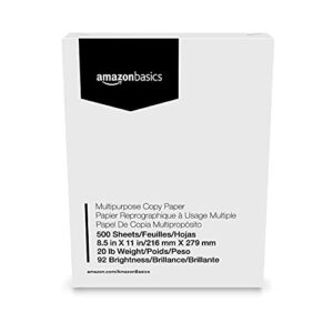 Amazon Basics Multipurpose Copy Printer Paper, 8.5 x 11 Inch 20Lb Paper - 3 Ream Case (1,500 Sheets), 92 GE Bright White