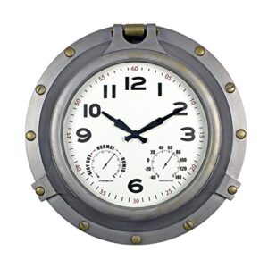 poolmaster 52538 18″ silver porthole clock