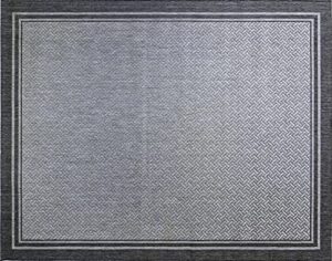 gertmenian indoor outdoor area rug, classic flatweave, washable, stain & uv resistant carpet, deck, patio, poolside & mudroom, 9×13 ft extra large, simple border, silver gray, 21978