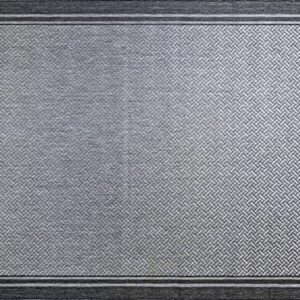 Gertmenian Indoor Outdoor Area Rug, Classic Flatweave, Washable, Stain & UV Resistant Carpet, Deck, Patio, Poolside & Mudroom, 9x13 Ft Extra Large, Simple Border, Silver Gray, 21978