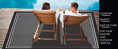 Gertmenian Indoor Outdoor Area Rug, Classic Flatweave, Washable, Stain & UV Resistant Carpet, Deck, Patio, Poolside & Mudroom, 9x13 Ft Extra Large, Simple Border, Silver Gray, 21978