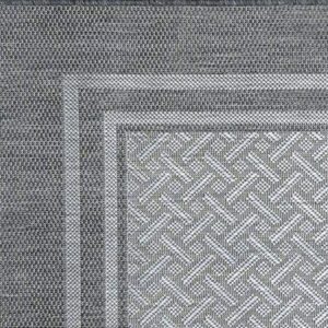 Gertmenian Indoor Outdoor Area Rug, Classic Flatweave, Washable, Stain & UV Resistant Carpet, Deck, Patio, Poolside & Mudroom, 9x13 Ft Extra Large, Simple Border, Silver Gray, 21978