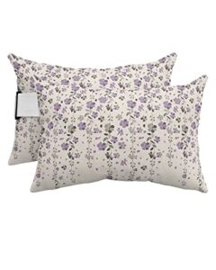 recliner head pillow ledge loungers chair pillows with insert flower purple grey cherry blossoms cotton linen background lumbar pillow with adjustable strap patio cushion for sofa bench couch, 2 pcs