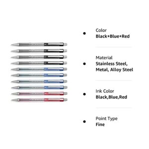 Pilot Better Retractable Ballpoint Pen, Bundle Black, Blue, Red colors Fine Point 07, 10 COUNT