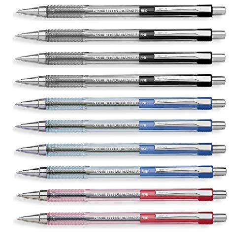 Pilot Better Retractable Ballpoint Pen, Bundle Black, Blue, Red colors Fine Point 07, 10 COUNT