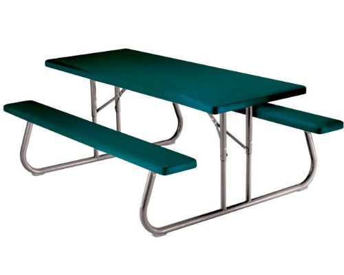 6 Ft Folding Picnic Table Hunter Green 4 Pack