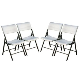 Lifetime 80191 Light Commercial Folding Chair, White Granite with Gray Frame, 4 Pack