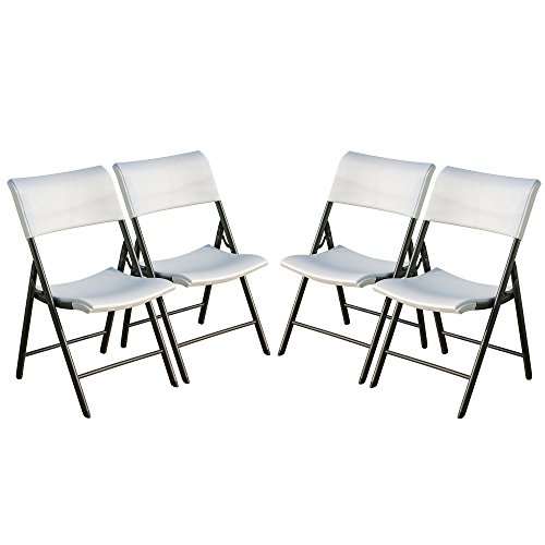 Lifetime 80191 Light Commercial Folding Chair, White Granite with Gray Frame, 4 Pack