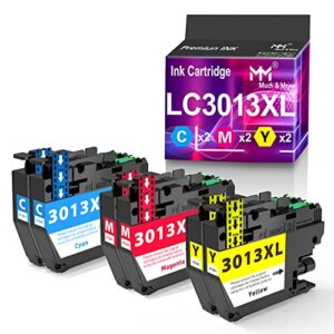 mm much & more 6-pack compatible ink cartridge replacement for brother lc-3013 lc3011 lc3013 to use for mfc-j487dw mfc-j491dw mfc-j497dw mfc-j690dw mfc-j895dw printers (cyan + magenta + yellow)