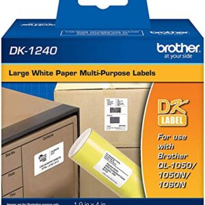 Brother Genuine DK-1240 Die-Cut Large Multi-Purpose White Paper Labels for Brother QL Label Printers, 1.9" x 4" (50.5mm x 101mm), 600 Labels per Roll, DK1240 (4)