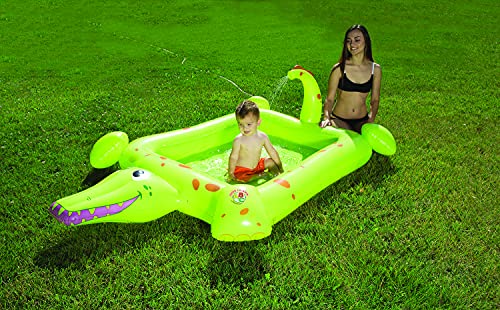 Poolmaster Crocodile Spray Inflatable Kiddie Swimming & Wading Pool for Toddlers