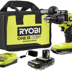 RYOBI ONE+ HP 18V Brushless Cordless 1/2 in. Hammer Drill Kit with (2) 2.0 Ah Batteries, Charger, and Bag (PBLHM101K2)