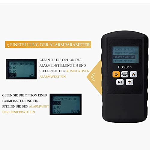 ZCM-JSD Geiger Counter Radiation Detector, Handheld High Accuracy Nuclear Radiation Meter ith 3 Alarm Modes,Body Radiation Dose Equivalent X γ Hard β Rays Detector