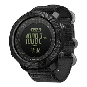 north edge apache tactical sports watches for men outdoor survival military compass rock solid digital watches with durable band, steps tracker pedometer calories (black)