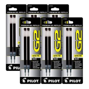 pilot g2 gel ink refill for rolling ball pens, extra fine point, black ink (pil77232-6packs)