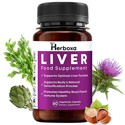 Herboxa Liver Complex for a Healthy Liver - Natural Liver Detox Supplement Supporting Liver Health - Artichoke Capsules in High Doses for Optimized Liver Functions - 60 Vegan Milk Thistle Capsules