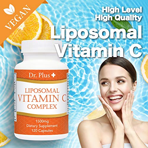 Liposomal Vitamin C Complex 1500mg(2 Capsules) - 180 Capsules - High Absorption Vitamin C- Supports Immune System and Collagen Booster - Powerful Antioxidant High Dose Fat Soluble Supplement Dr.Plus