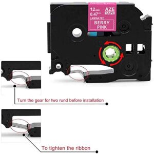 P Touch TZe TZ Tape 12mm 0.47 Inch Laminated Colored Tape for Brother P-Touch Label Maker PT-D220 PT-D610BT PT-D410 PT-P710BT PT-D400 PT-H110 PT-D210, 1/2" x 26.2', 6 Pack