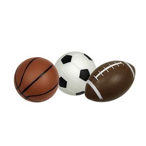 Poolmaster Waterproof Sport Game Balls (Football, Basketball, Soccer Ball) for Kids (Pack of 3), Traditional Colors, Model Number: 72731