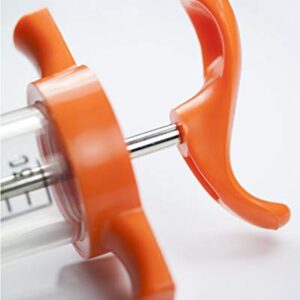 ARDES 20 ml Veterinary Syringe with Dose Nut. High Precision and Performance. Unbreakable Plastic Barrel. Luer Lock. Easy Disassembly for Cleaning. Ergonomic Design. Adjustable Dose., Clear / Orange