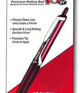 PILOT Precise V5 RT Refillable & Retractable Liquid Ink Rolling Ball Pens, Extra Fine Point (0.5mm) Burgundy Ink, 12-Pack (15137)