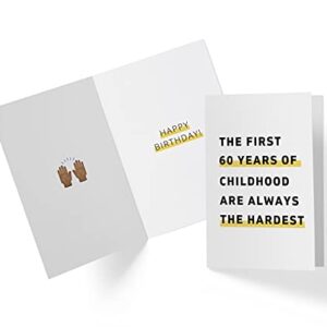 Happy 60th Birthday Card for Men Women, Funny 60th Birthday Cards for Husband Wife Dad Mom Brother Sister Friend, 60 Years Old Birthday Card, 60 Birthday Card with Envelope, Karto Yellow Childhood