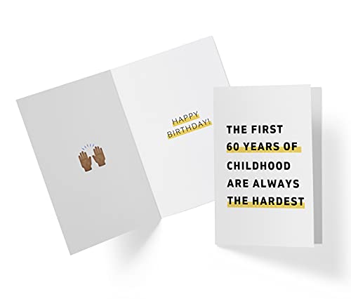 Happy 60th Birthday Card for Men Women, Funny 60th Birthday Cards for Husband Wife Dad Mom Brother Sister Friend, 60 Years Old Birthday Card, 60 Birthday Card with Envelope, Karto Yellow Childhood