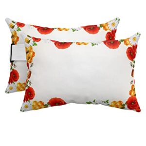 Recliner Head Pillow Ledge Loungers Chair Pillows with Insert Farm Bees Honeycomb Flowers Border Lumbar Pillow with Adjustable Strap Outside Patio Decorative Garden Cushion for Bench Couch, 2 PCS