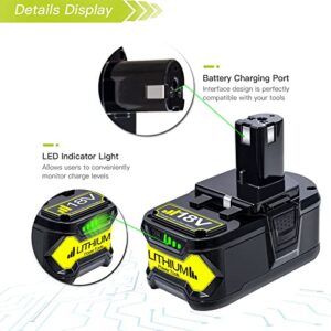 DTK 2Packs 6.2Ah 18V Battery Replacement for Ryobi 18V Battery One Plus P102 P103 P104 P105 P107 P108 P109 P190 P122 18V Lithium ONE+ Batteries Replacement