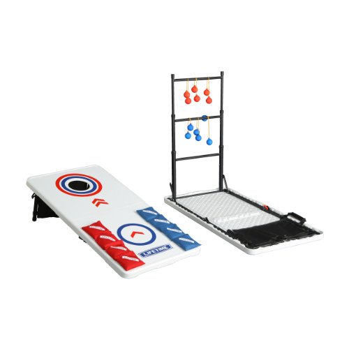 Lifetime Heavy Duty Outdoor Cornhole, Ladderball Game and Table Combo Set, 48 x 24 x 27.5 inches; 48 Pounds