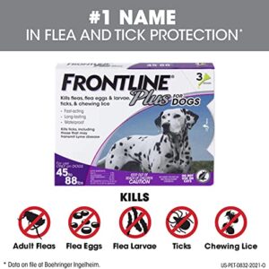 FRONTLINE Plus for Dogs Flea and Tick Treatment (Large Dog, 45-88 lbs.) 3 Doses (Purple Box)