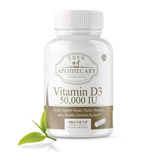 vitamin d3 50,000 iu units for bones teeth muscles and immune system – high potency dose vit d vegetarian approved health supplement – pharmacist created and approved – 100 count