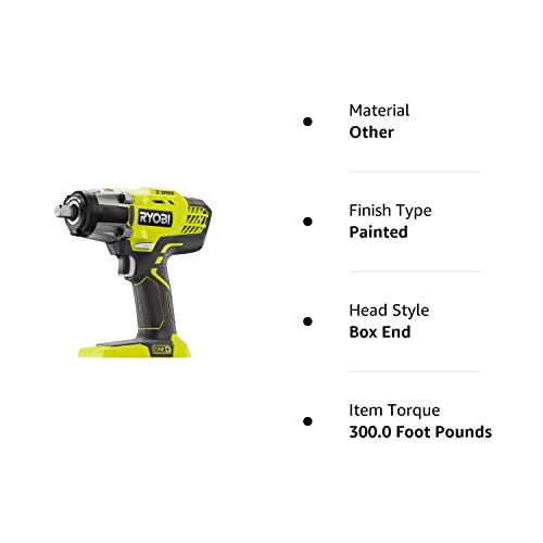 RYOBI P261 18 Volt One+ 3-Speed 1/2 Inch Cordless Impact Wrench w/ 300 Foot Pounds of Torque and 3,200 IPM (Batteries Not Included, Power Tool Only) (Renewed)