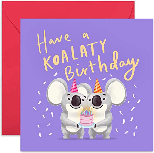 Old English Co. Have a Koalaty Fun Birthday Card - Friendship Greeting Card for Him or Her | Cute Koala Bear Animal Pun For Sister, Brother, Mum, Dad, Son, Daughter | Blank Inside & Envelope Included