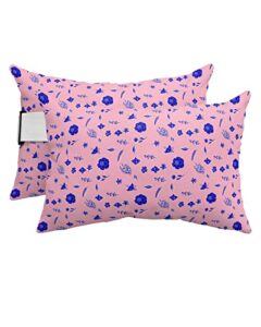 recliner head pillow ledge loungers chair pillows with insert flowers rose blue silhouette pattern pink lumbar pillow with adjustable strap outdoor waterproof patio pillows for beach pool, 2 pcs