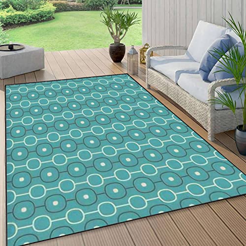 PeeNoke Retro Abstract Atomic Era Area Rug Outdoor Patio Rug Play Mat Modern Floor Carpet Non-Slip Home Decor Living Room Kids Bedroom Nursery, 6x9 ft