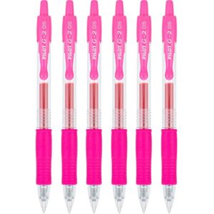 pilot g2 premium refillable & retractable rolling ball gel pens, 0.5mm fine point, pink ink, 6-pack